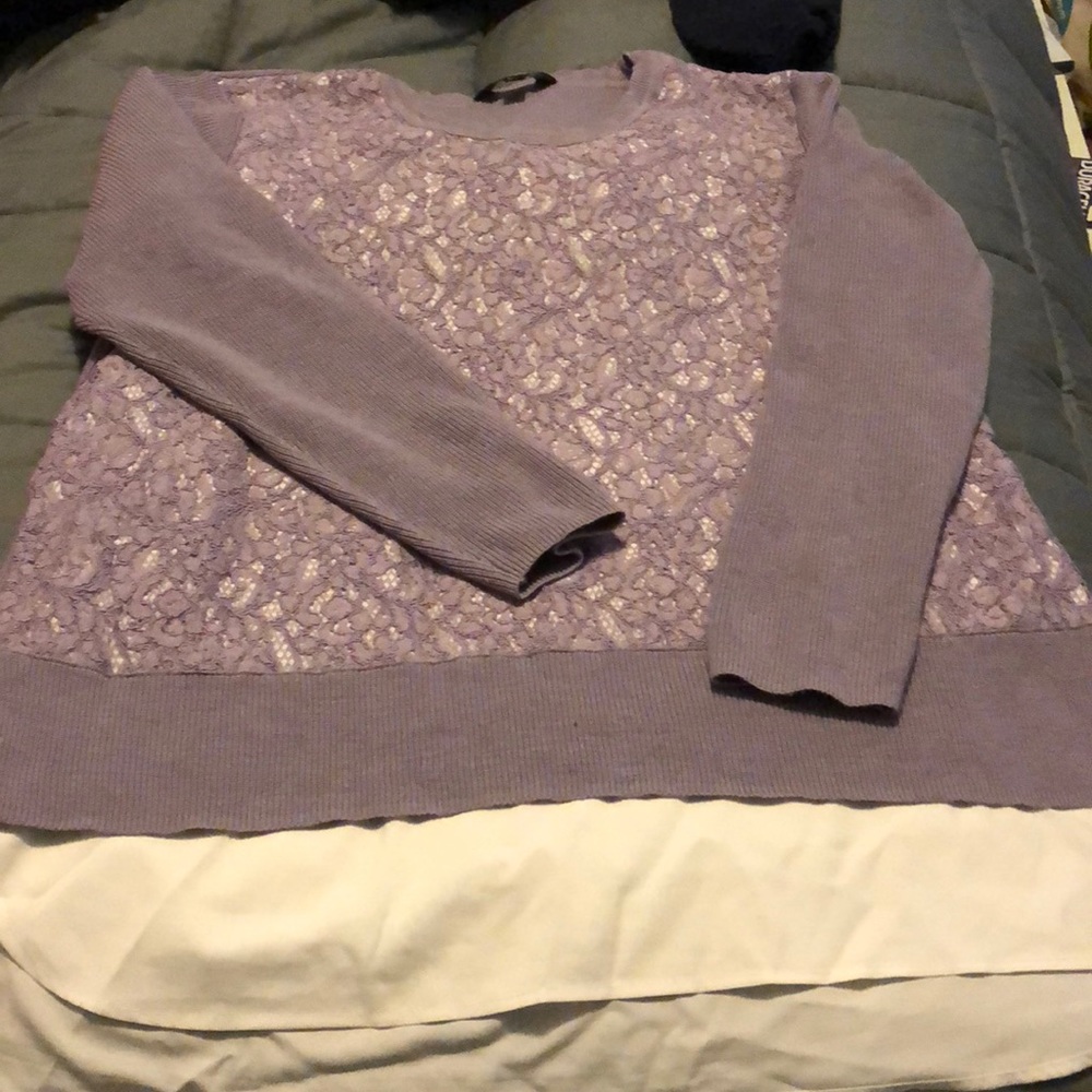 Vera Wang purple lace front sweater.